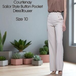 Courtenay Sailor Style Button Pocket Trousers -Stone